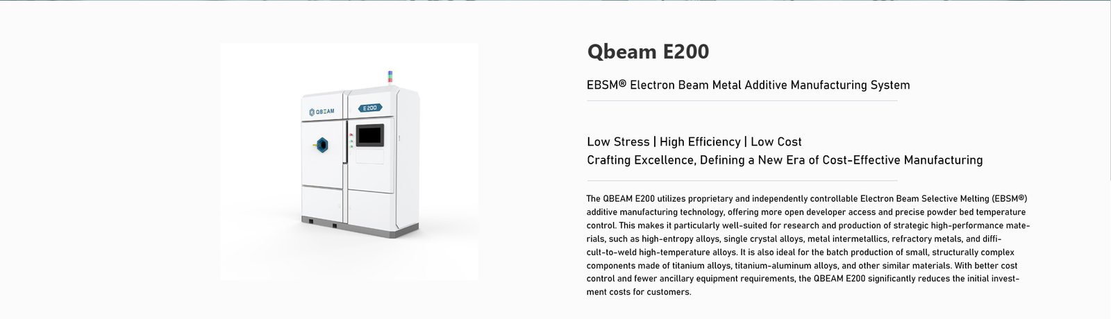 Qbeam E200 - EBSM® Electron Beam Metal Additive Manufacturing System