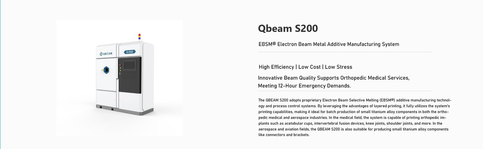 Qbeam S200 - EBSM® Electron Beam Metal Additive Manufacturing System