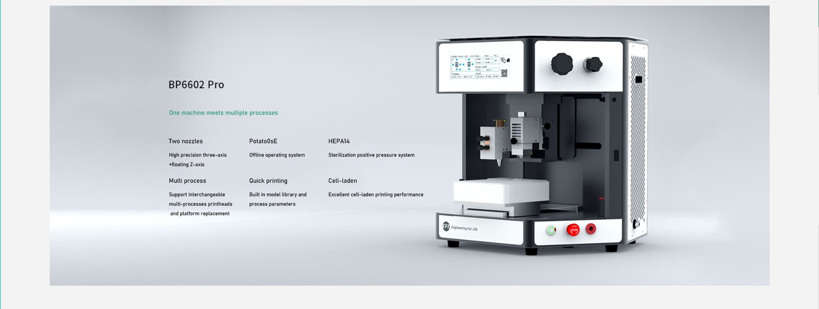Multi-functional Extrusion-based 3D Bio printer-BP6602parameters:One machine meets multiple processes